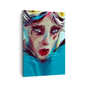 Impression sur toile - Image sur toile - Portrait d'une femme aux couleurs dynamiques et au style abstrait - 50x70cm - Guerrière errante - Décoration murale moderne pour le salon et la chambre ARTTOR