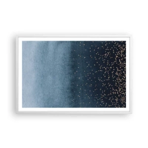 Affiche dans un cadre blanc - Poster - Composition - phases bleues - 91x61 cm