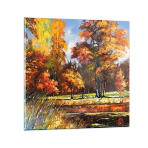 Impression sur verre - Image sur verre - Paysage en or et bronze - 40x40 cm