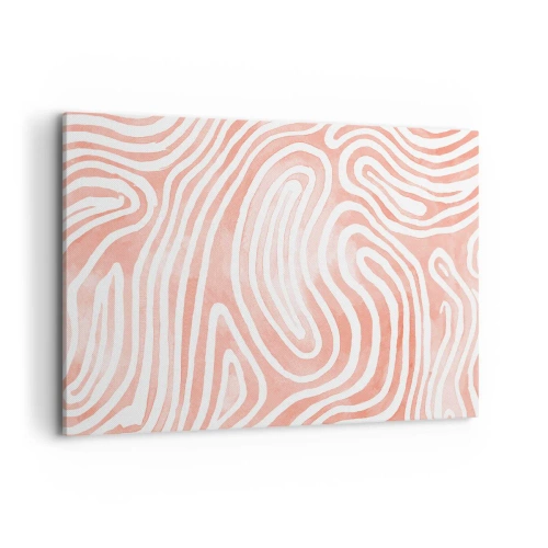 Impression sur toile - Image sur toile - Motif abstrait dans les tons de rose et de blanc - 120x80cm - Dans le labyrinthe de corail - Décoration murale moderne pour le salon et la chambre ARTTOR