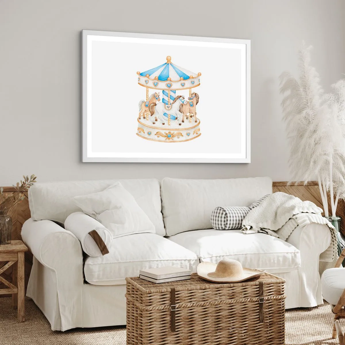 Affiche dans un cadre blanc - Poster - Douce enfance - 91x61 cm