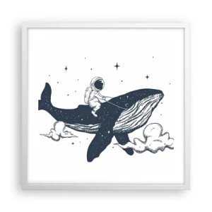 Affiche dans un cadre blanc - Poster - Aventure spatiale - 50x50 cm