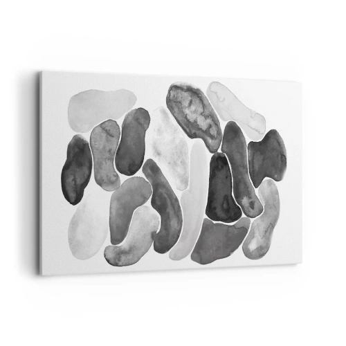 Impression sur toile - Image sur toile - Abstraction en noir et blanc avec des taches irrégulières sur fond blanc - 120x80cm - Abstraction rocheuse - Décoration murale moderne pour le salon et la chambre ARTTOR