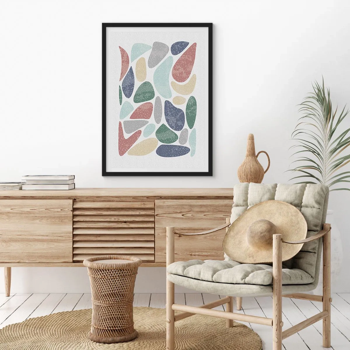 Affiche dans un cadre noir - Poster - Une mosaïque de couleurs poudrées - 70x100 cm