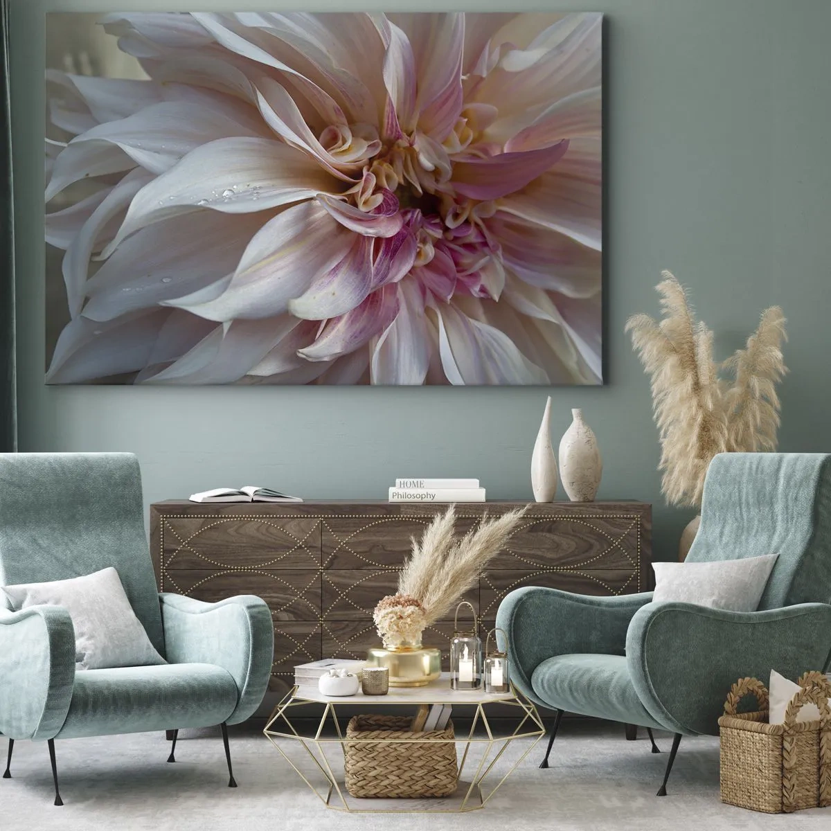 Impression sur toile - Image sur toile - Gros plan de délicats pétales de fleurs roses avec des gouttes d'eau - 100x70cm - Fraîcheur fleurissante - Décoration murale moderne pour le salon et la chambre ARTTOR