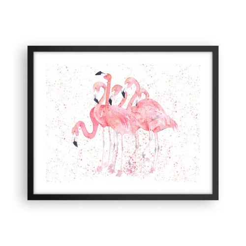 Affiche dans un cadre noir - Poster - Ensemble rose - 50x40 cm