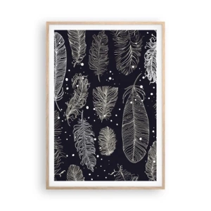 Affiche dans un chêne clair - Poster - Toile de plumes - 70x100 cm