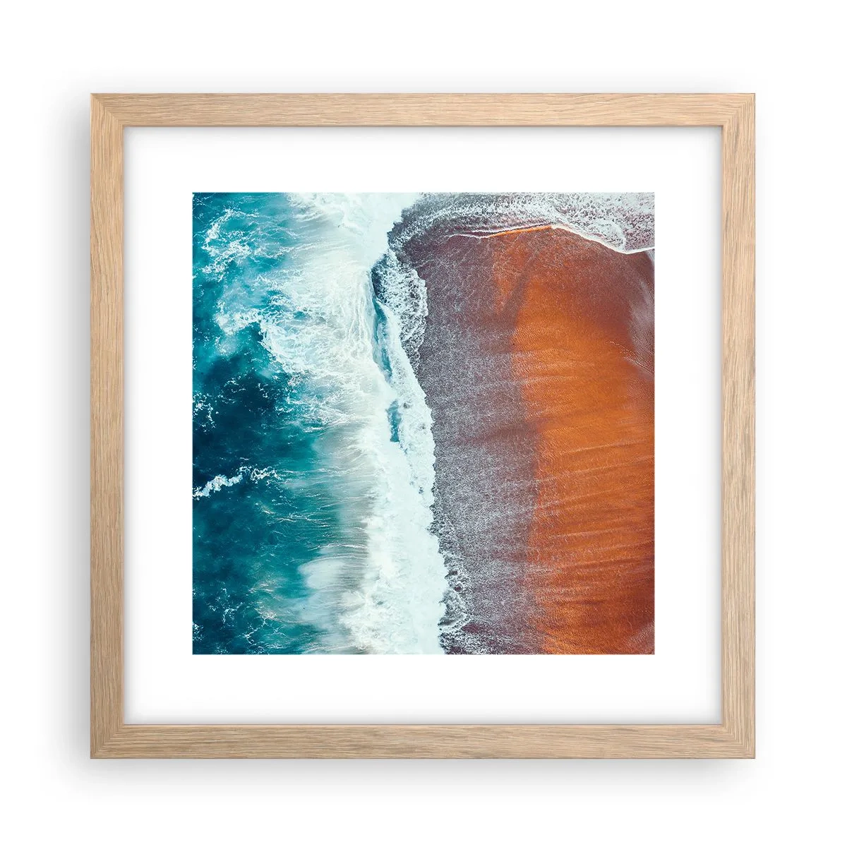 Affiche dans un chêne clair - Poster - Caresse de l'océan - 30x30 cm