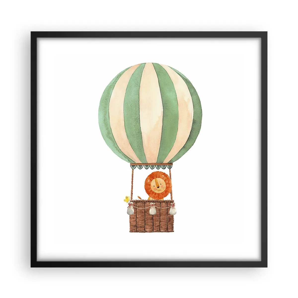 Affiche dans un cadre noir - Poster - Les voyages de Léon - 50x50 cm