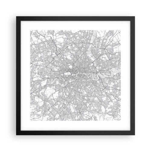 Affiche dans un cadre noir - Poster - Carte du labyrinthe londonien - 40x40 cm