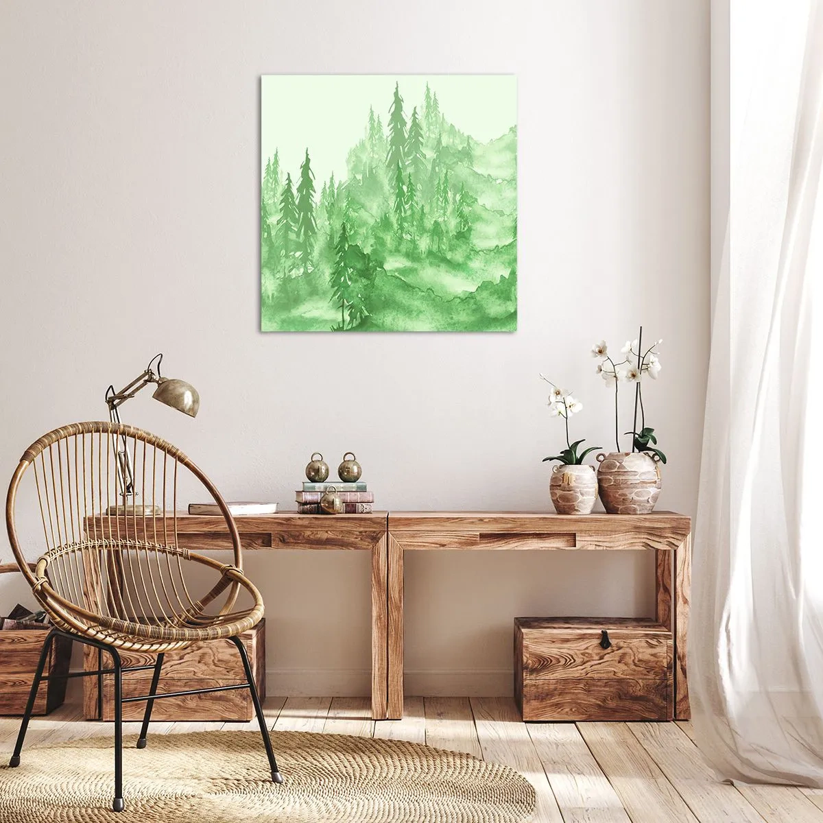 Impression sur toile - Image sur toile - Flou de brouillard vert - 50x50 cm