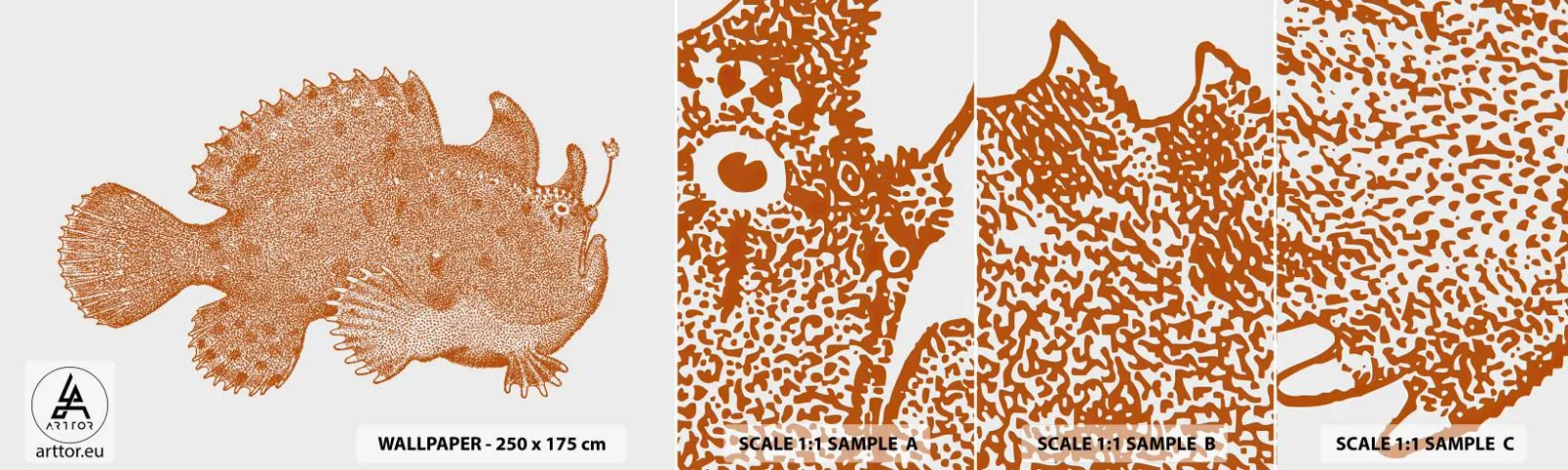 Échantillon de Papier Peint Autocollant Deluxe Sticker - Et pourtant un poisson - Poisson de mer, Océan, Bord de mer - 100x30 cm