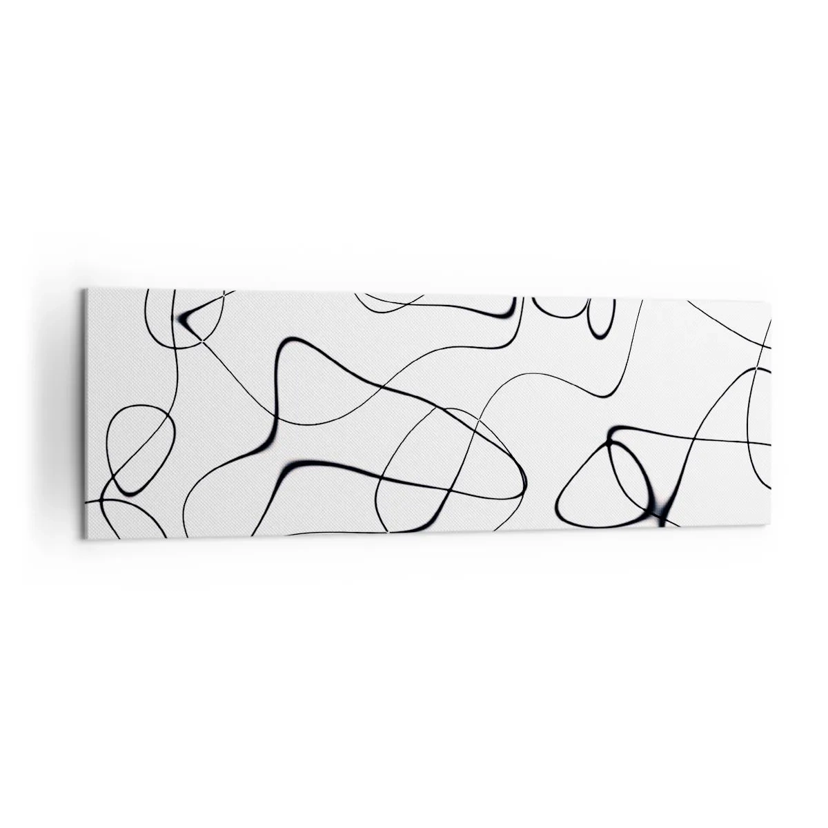 Impression sur toile - Image sur toile - Lignes noires abstraites sur fond blanc dans un style minimaliste - 160x50cm - Le chemin de la vie, les voies du hasard - Décoration murale moderne pour le salon et la chambre ARTTOR