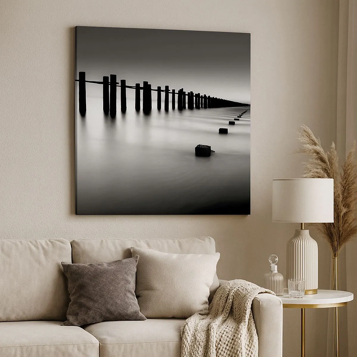 Impression sur toile - Image sur toile - Distance grise dans le brouillard - 30x30 cm