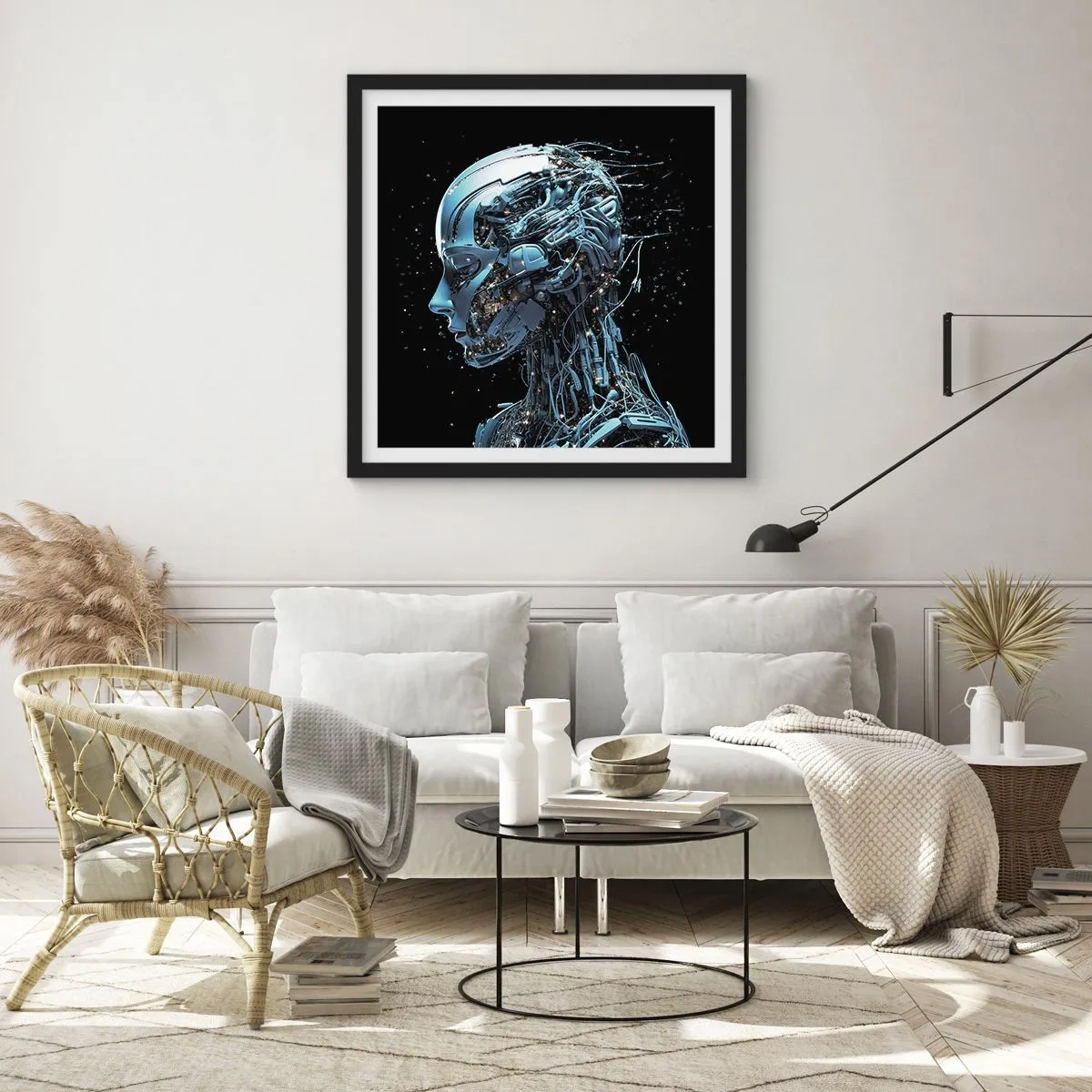 Affiche dans un cadre noir - Poster - La technologie est une femme - 30x30 cm