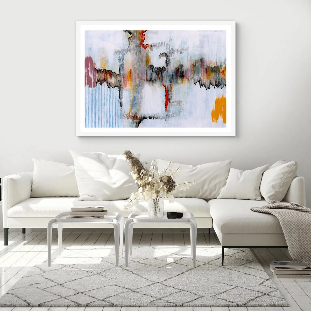 Affiche dans un cadre blanc - Poster - Un bâton sur l'eau - 40x30 cm