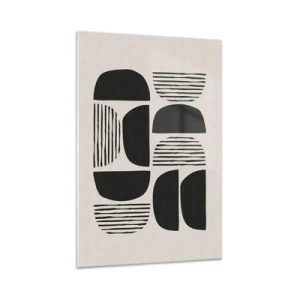 Impression sur verre - Image sur verre - Géométrie avec demi-cercles et lignes en noir sur fond clair - 70x100cm - Offres sans enthousiasme - Décoration murale moderne pour le salon et la chambre ARTTOR
