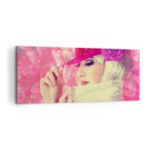 Impression sur toile - Image sur toile - Portrait rétro dans une brume rose - 100x40 cm
