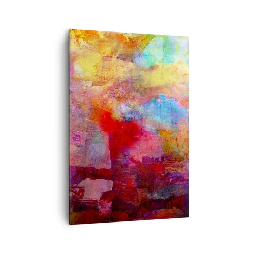 Impression sur toile - Image sur toile - Abstraction colorée dans des tons chauds et froids - 70x100cm - Regardez à l'intérieur de l'arc-en-ciel - Décoration murale moderne pour le salon et la chambre ARTTOR