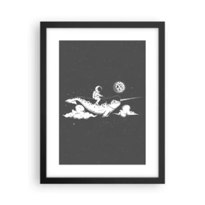 Affiche dans un cadre noir - Poster - Cavalier de l'espace - 30x40 cm