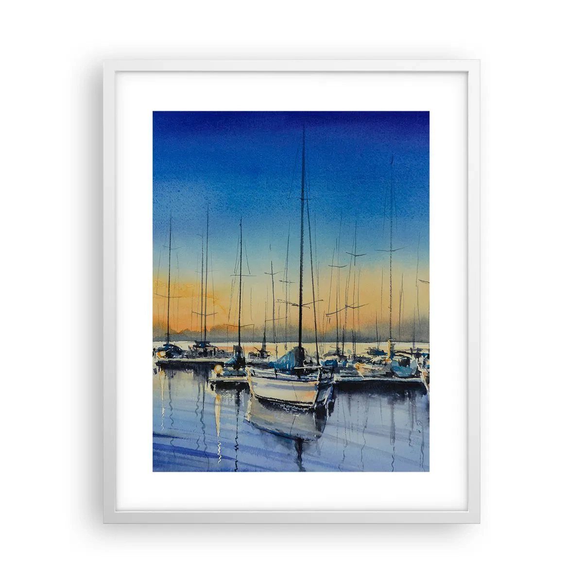 Affiche dans un cadre blanc - Poster - Fin d'une belle journée - 40x50 cm