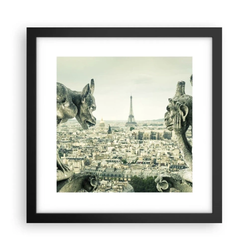 Affiche dans un cadre noir - Poster - Bavardage parisien - 30x30 cm