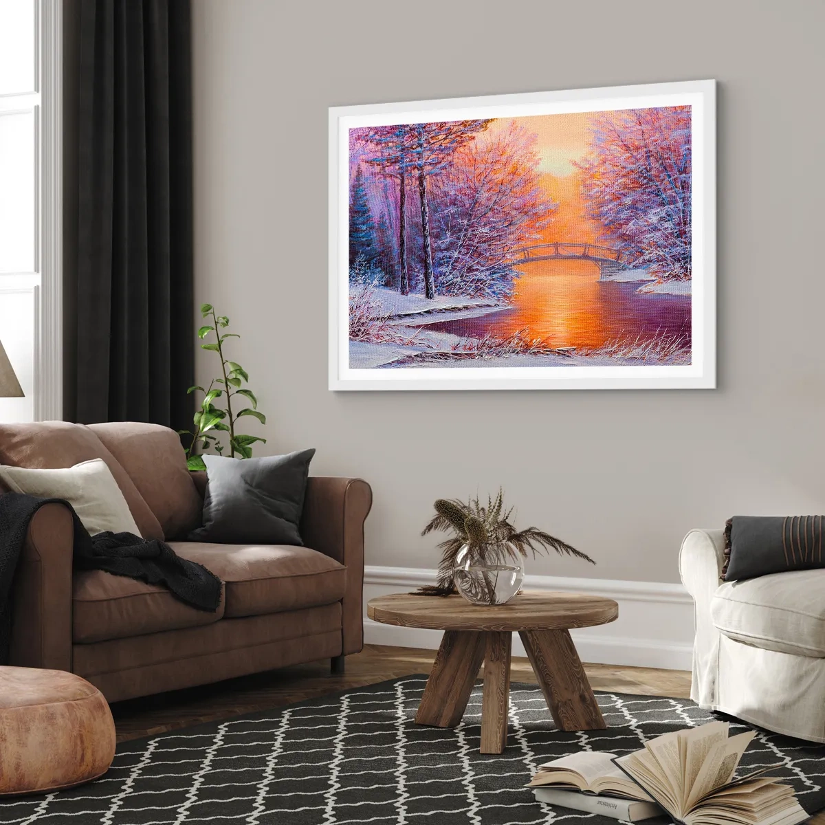 Affiche dans un cadre blanc - Poster - On se rencontre ici - 91x61 cm