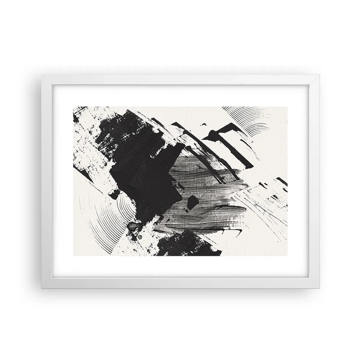 Affiche dans un cadre blanc - Poster - Abstraction – expression du noir - 40x30 cm