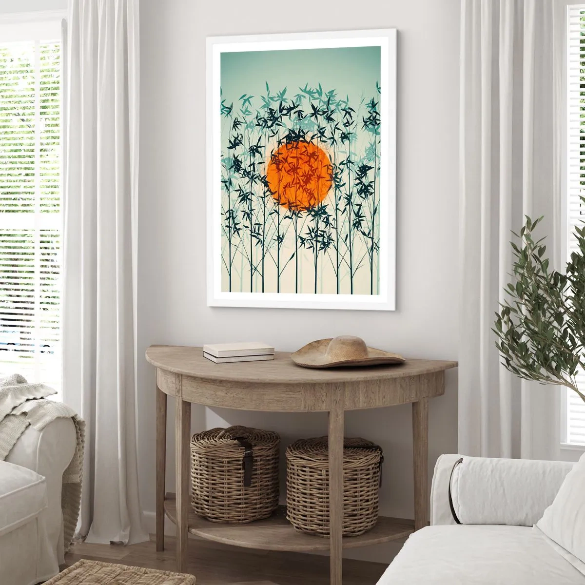 Affiche dans un cadre blanc - Poster - Soleil japonnais - 50x70 cm