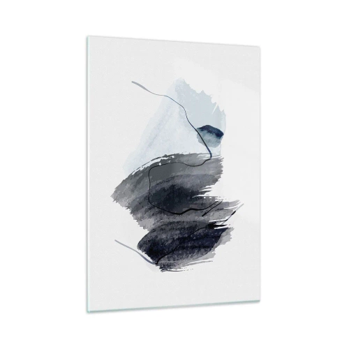 Impression sur verre - Image sur verre - Une composition abstraite dans les tons bleu marine et gris - 50x70cm - Intensité et mouvement - Décoration murale moderne pour le salon et la chambre ARTTOR