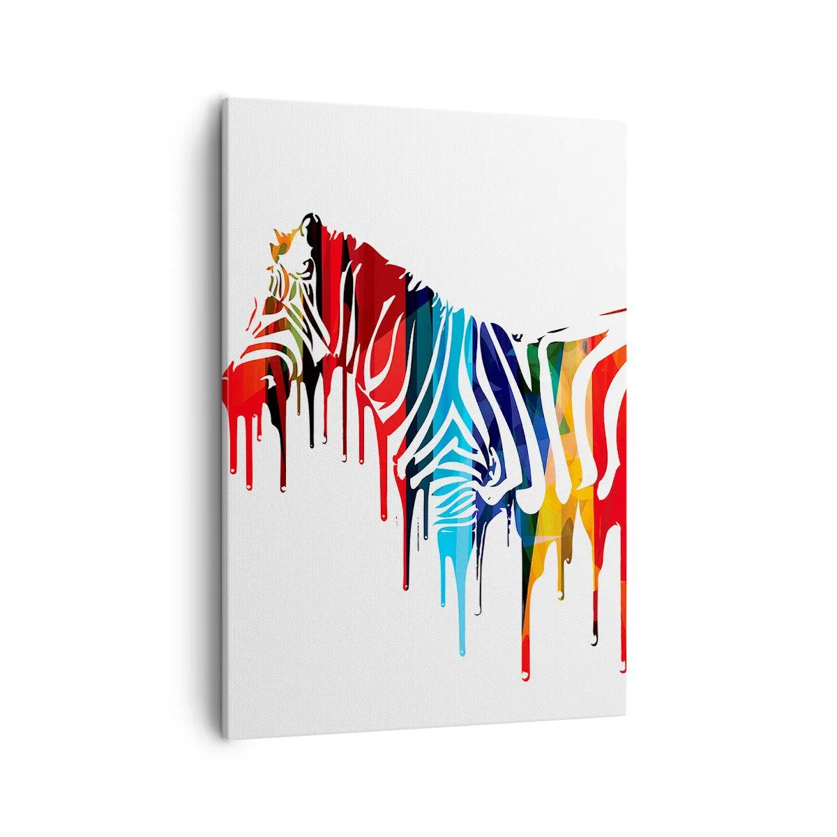 Impression sur toile - Image sur toile - Zèbre abstrait aux couleurs vives avec un effet de peinture - 50x70cm - Pas seulement en noir et blanc - Décoration murale moderne pour le salon et la chambre ARTTOR
