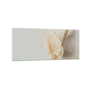 Impression sur verre - Image sur verre - Feuilles de palmier séchées dans un arrangement minimaliste - 120x50cm - Quand tu dois t’apaiser - Décoration murale moderne pour le salon et la chambre ARTTOR