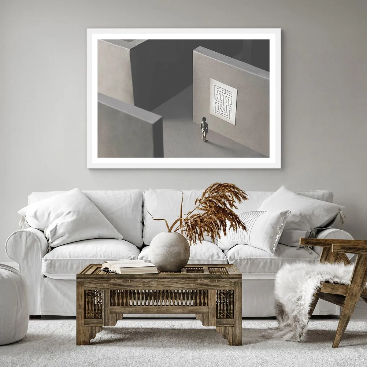 Affiche dans un cadre blanc - Poster - Mais où suis-je? - 30x30 cm