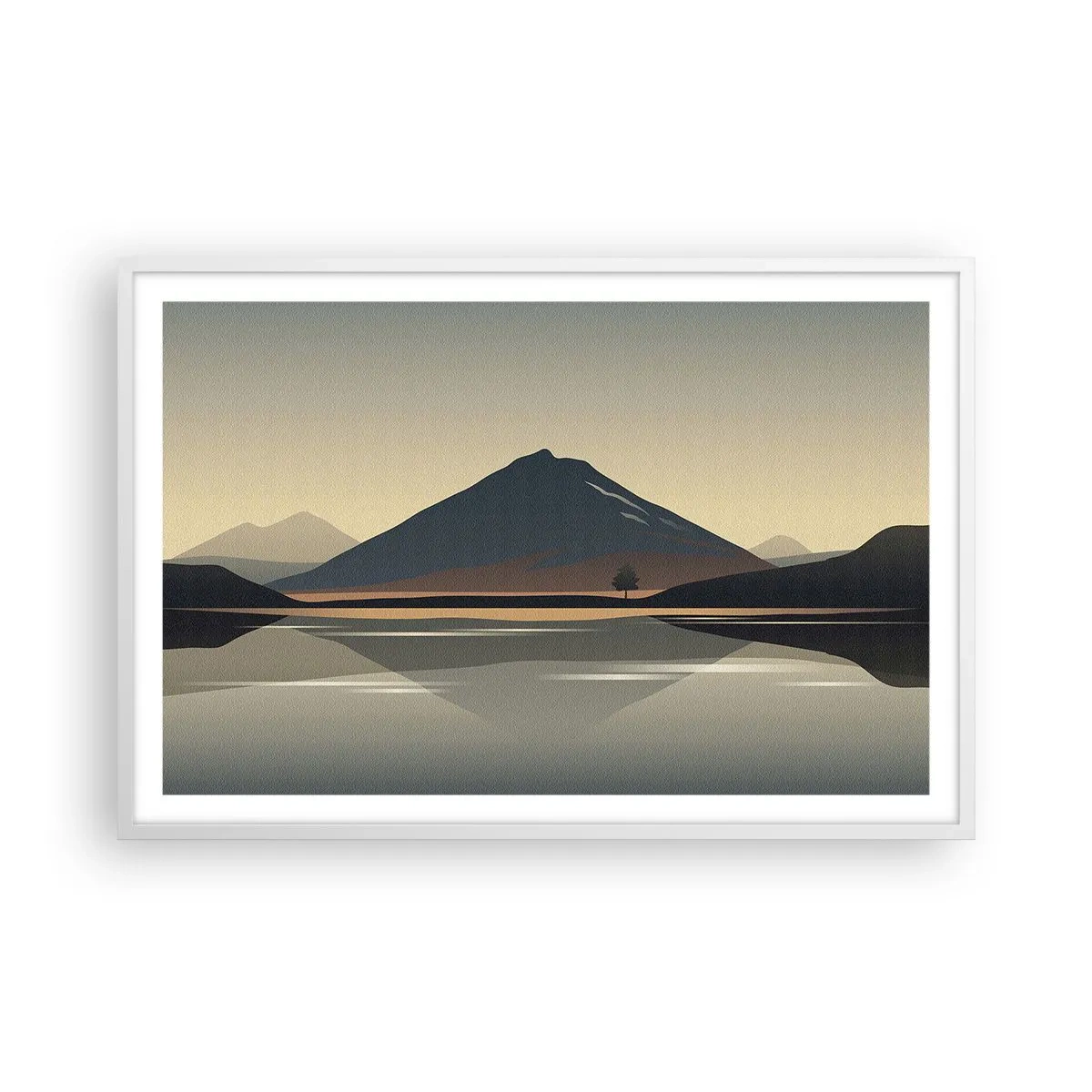 Affiche dans un cadre blanc - Poster - Reflet de miroir - 91x61 cm