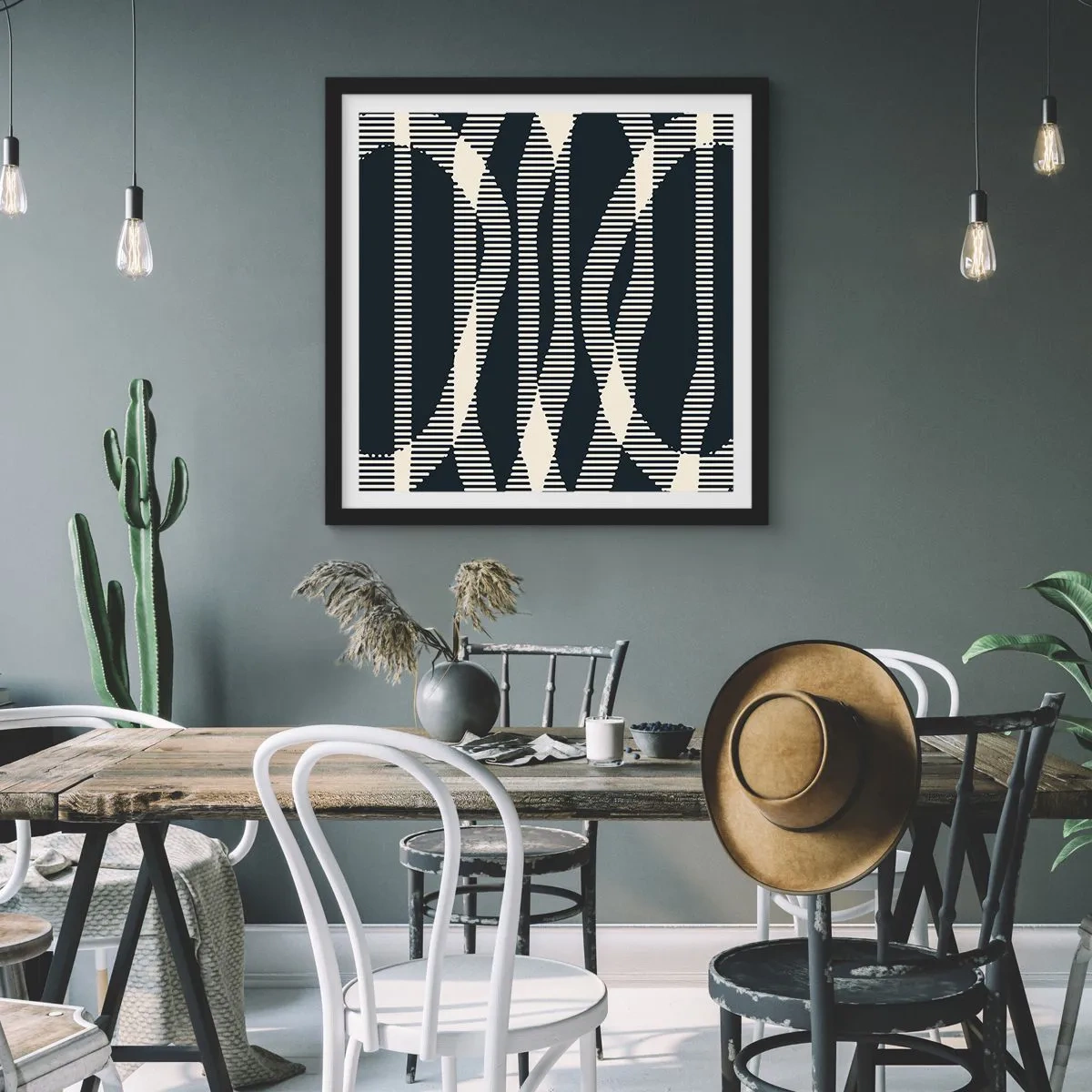 Affiche dans un cadre noir - Poster - Une tentative de briser l'obscurité - 60x60 cm