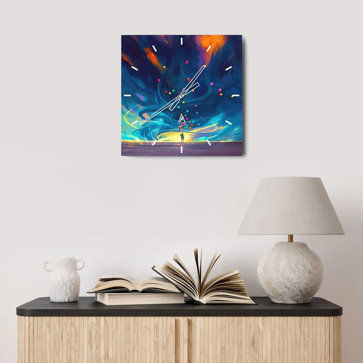 Horloge murale - Pendule murale - Au vent bleu ciel - 40x40 cm