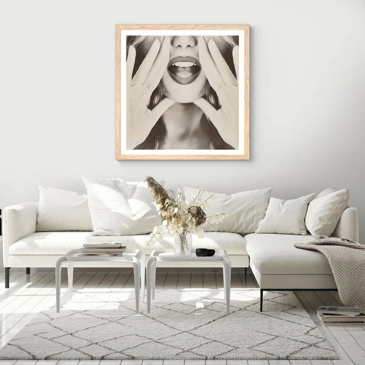 Affiche dans un chêne clair - Poster - J'arrive! - 60x60 cm