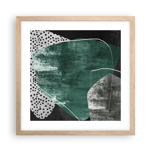 Affiche dans un chêne clair - Poster - Abstraction colorée avec feuille d'or - 40x40 cm