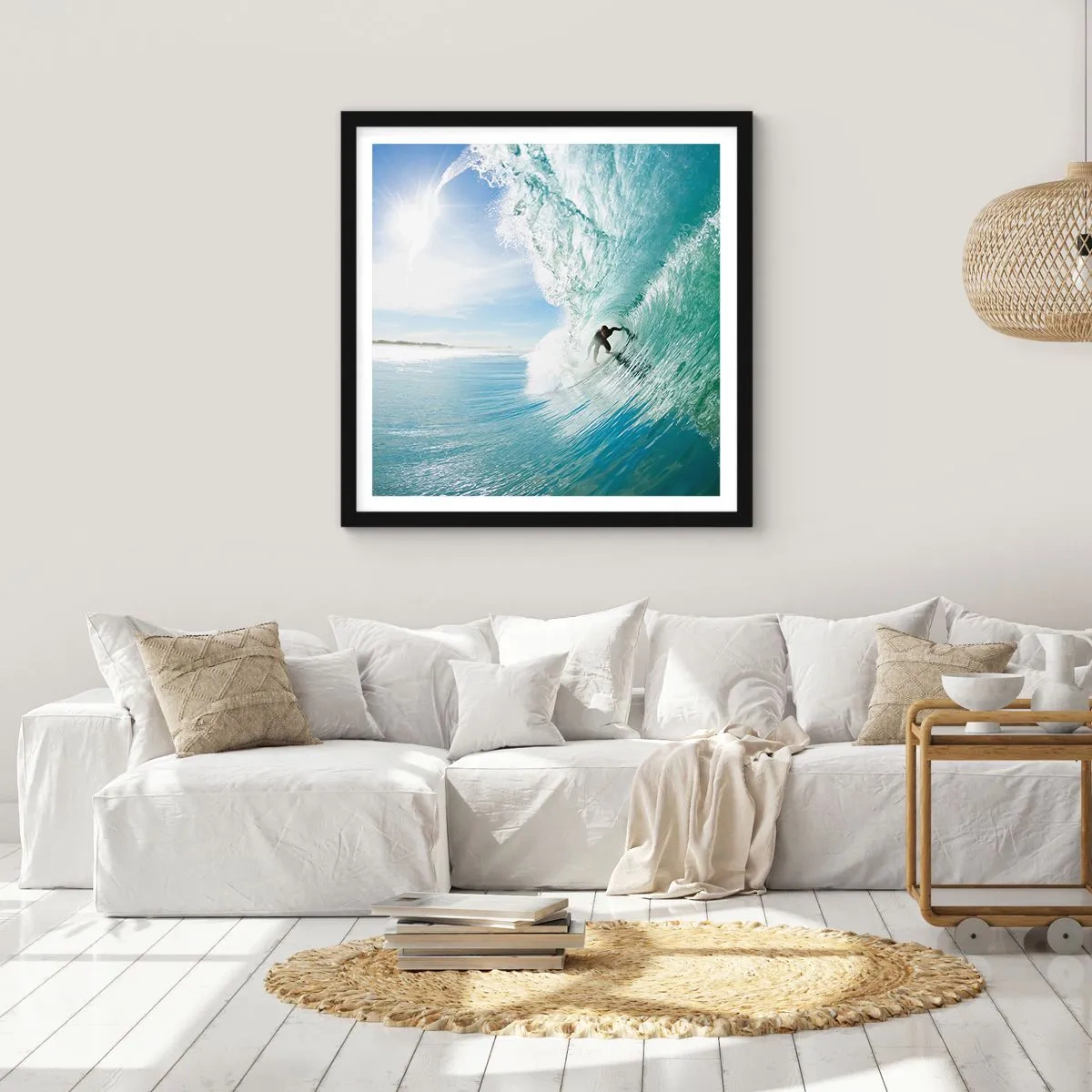 Affiche dans un cadre noir - Poster - Toujours sur la vague - 30x30 cm