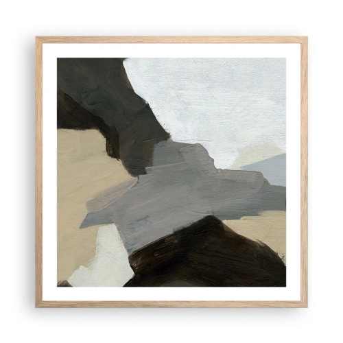 Affiche dans un chêne clair - Poster - Abstraction : le carrefour du gris - 60x60 cm