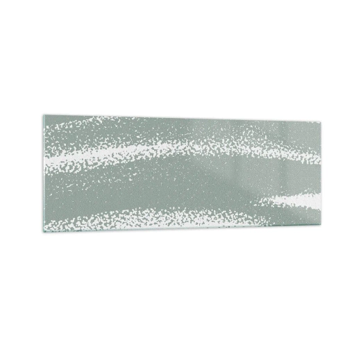 Impression sur verre - Image sur verre - Vagues d'hiver dans les tons menthe et blanc - 140x50cm - Abstraction dans un climat hivernal - Décoration murale moderne pour le salon et la chambre ARTTOR