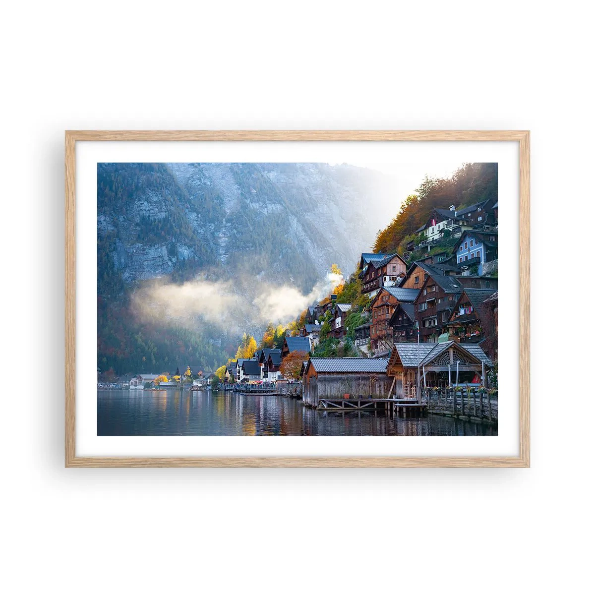 Affiche dans un chêne clair - Poster - Ambiance alpine - 70x50 cm