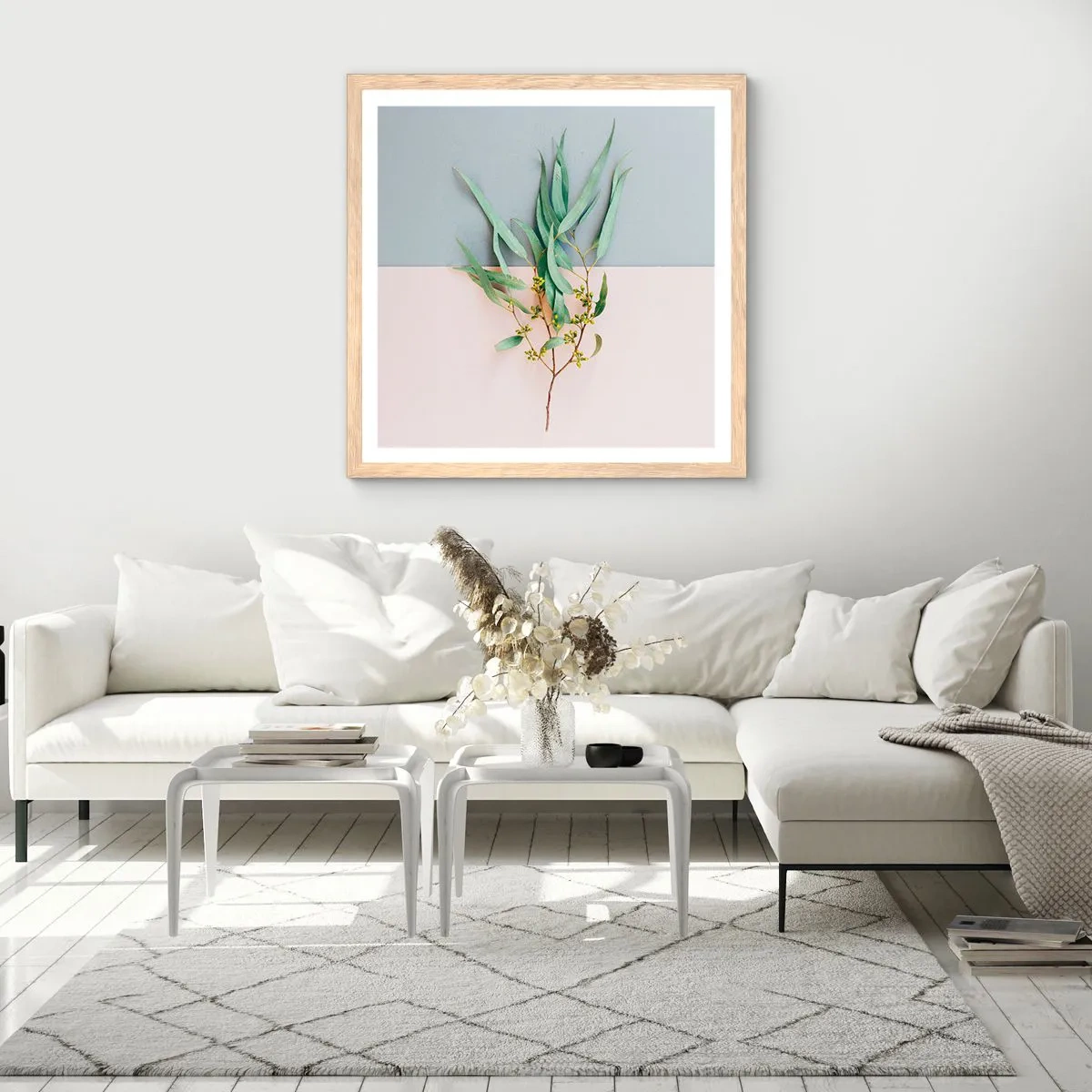 Affiche dans un chêne clair - Poster - Subtilité pastel - 60x60 cm