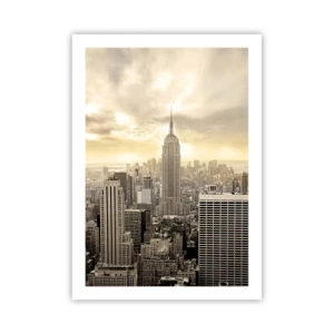 Affiche - Poster - Panorama de la ville de New York avec l'Empire State Building - 50x70cm - New York tissé de gris - Décoration murale moderne pour le salon et la chambre ARTTOR