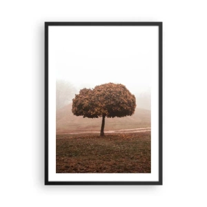 Affiche dans un cadre noir - Poster - Un arbre solitaire dans le brouillard d'automne - 50x70cm - Après un été chargé - Décoration murale moderne pour le salon et la chambre ARTTOR
