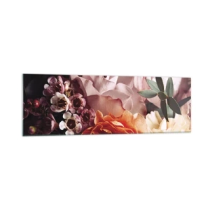 Impression sur verre - Image sur verre - Gros plan d'une composition florale colorée - 160x50cm - Enveloppé de beauté - Décoration murale moderne pour le salon et la chambre ARTTOR