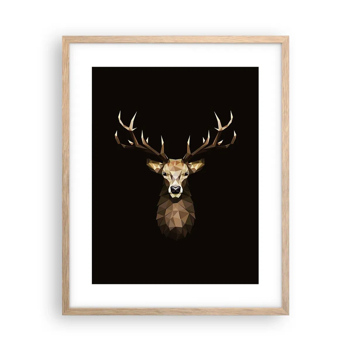 Affiche dans un chêne clair - Poster - Cerf cubique - 40x50 cm