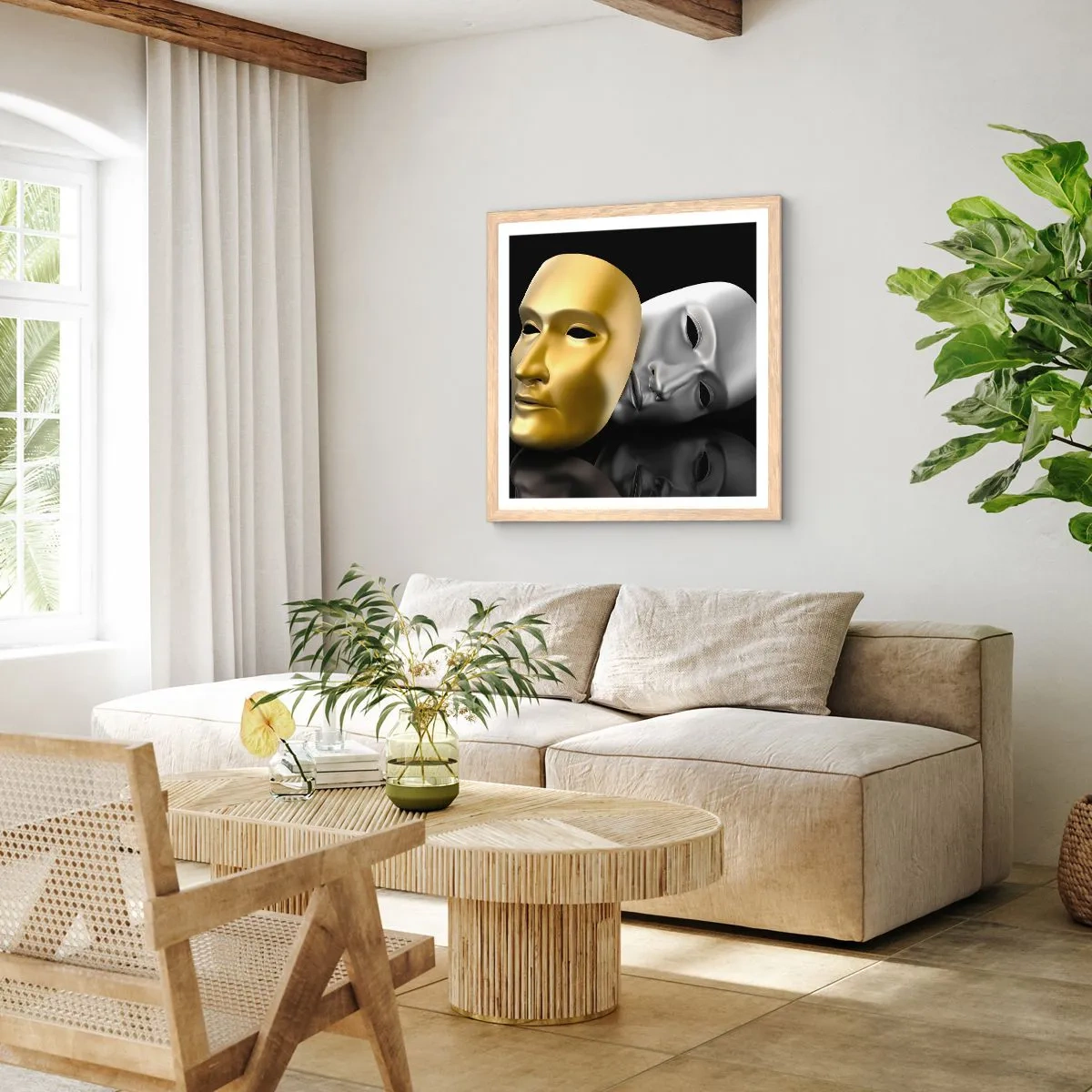 Affiche dans un chêne clair - Poster - La vie est un théâtre - 60x60 cm