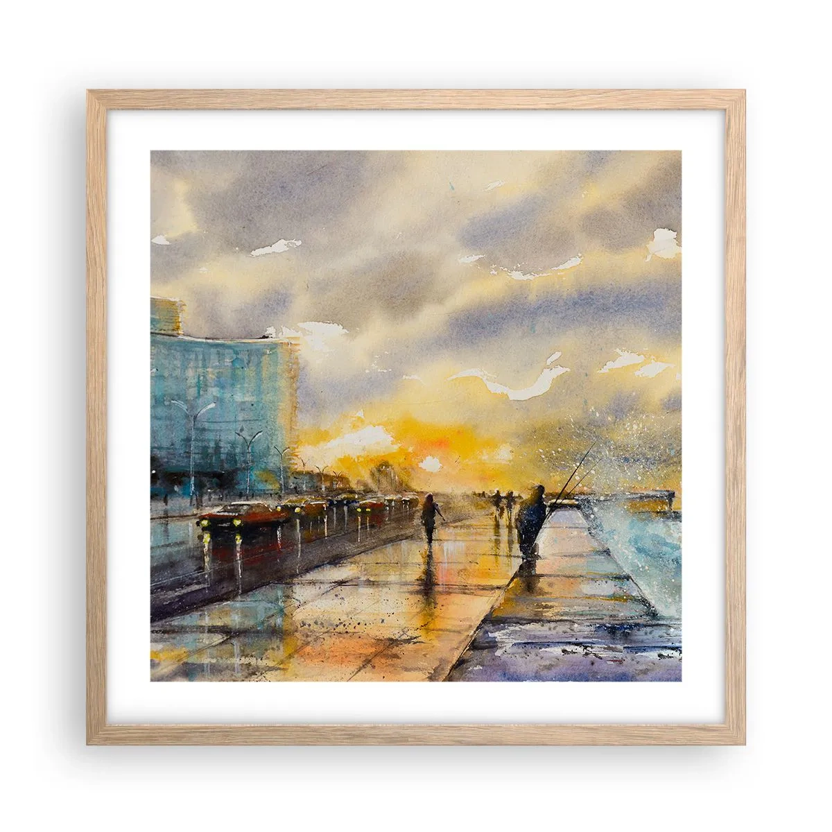 Affiche dans un chêne clair - Poster - La vie sur le rivage - 50x50 cm