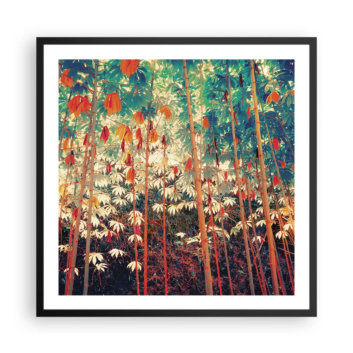 Affiche dans un cadre noir - Poster - La vie secrète des feuilles - 60x60 cm